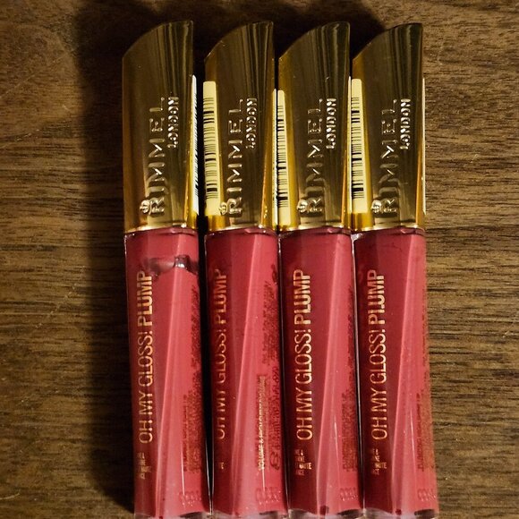 RIMMEL LONDON Oh My Gloss Plump Lot of 4 RASPBERRY SUNDAE BNIP - Picture 1 of 4